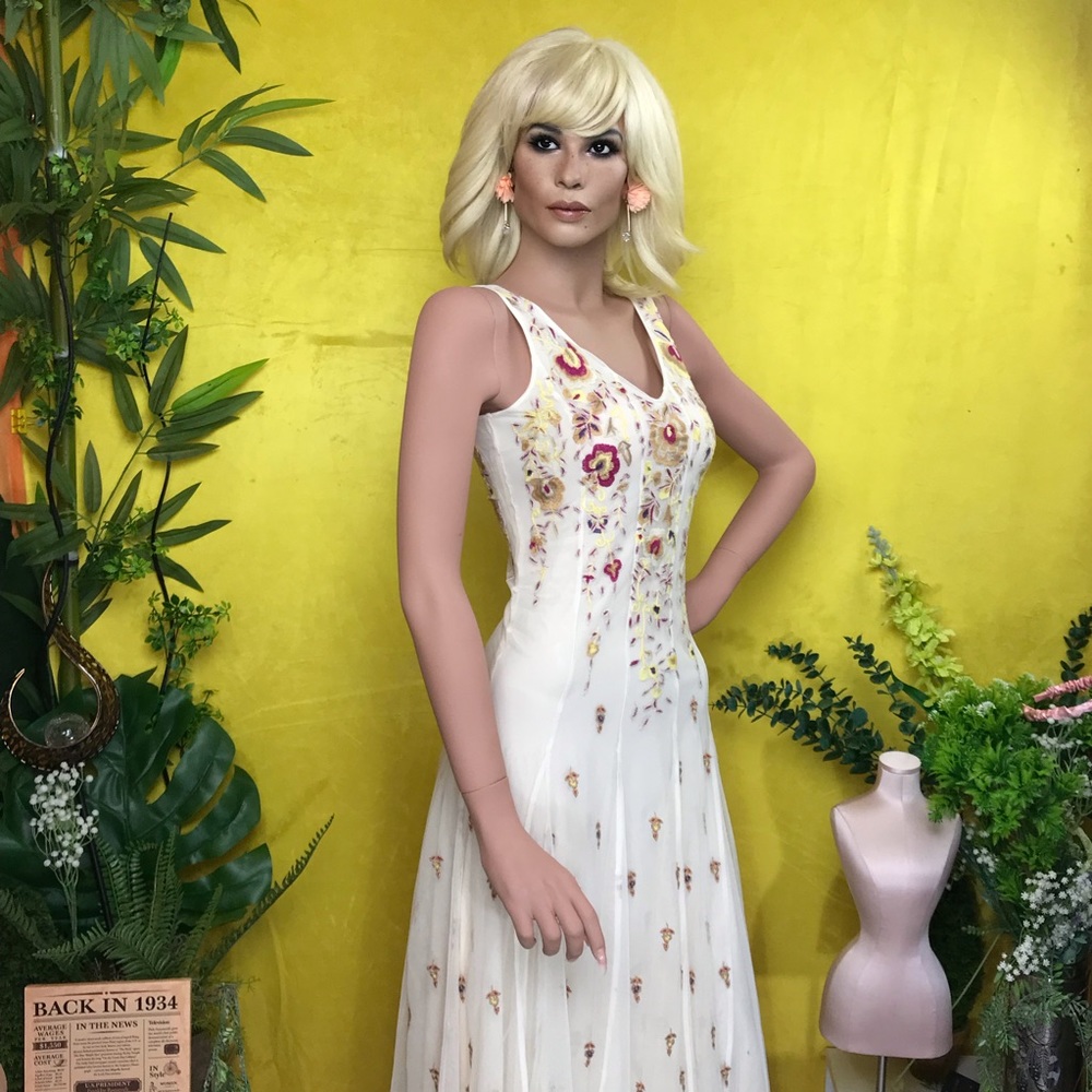 Mesh Floral midi dress